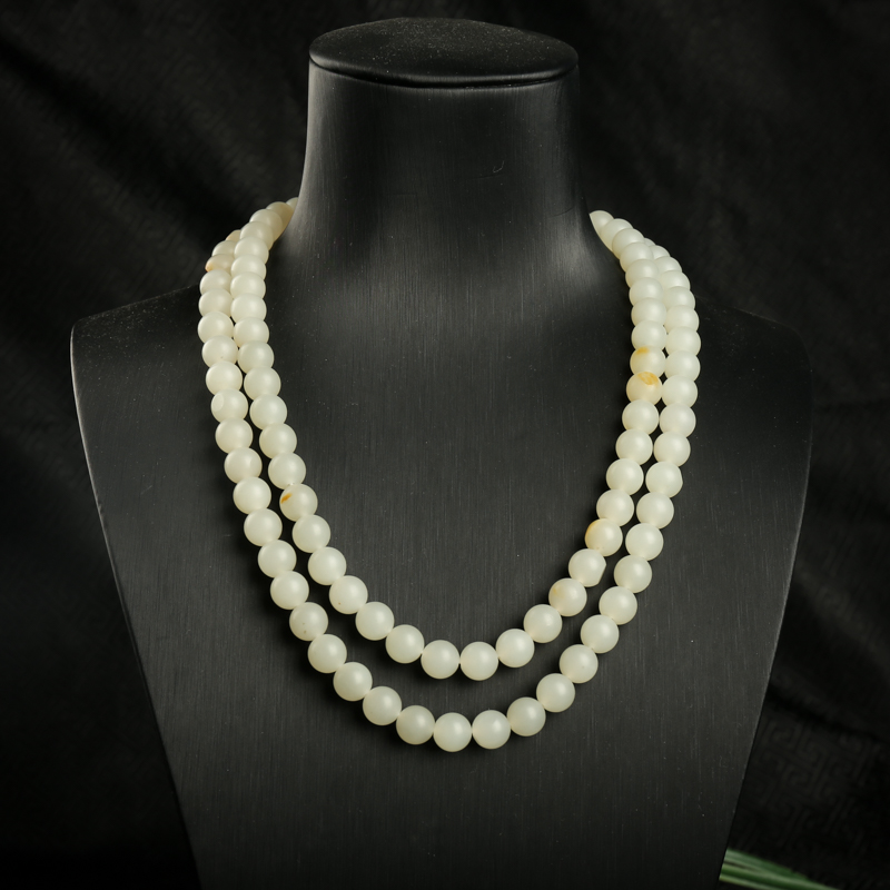 8mm籽料和田白玉108佛珠-红掌柜