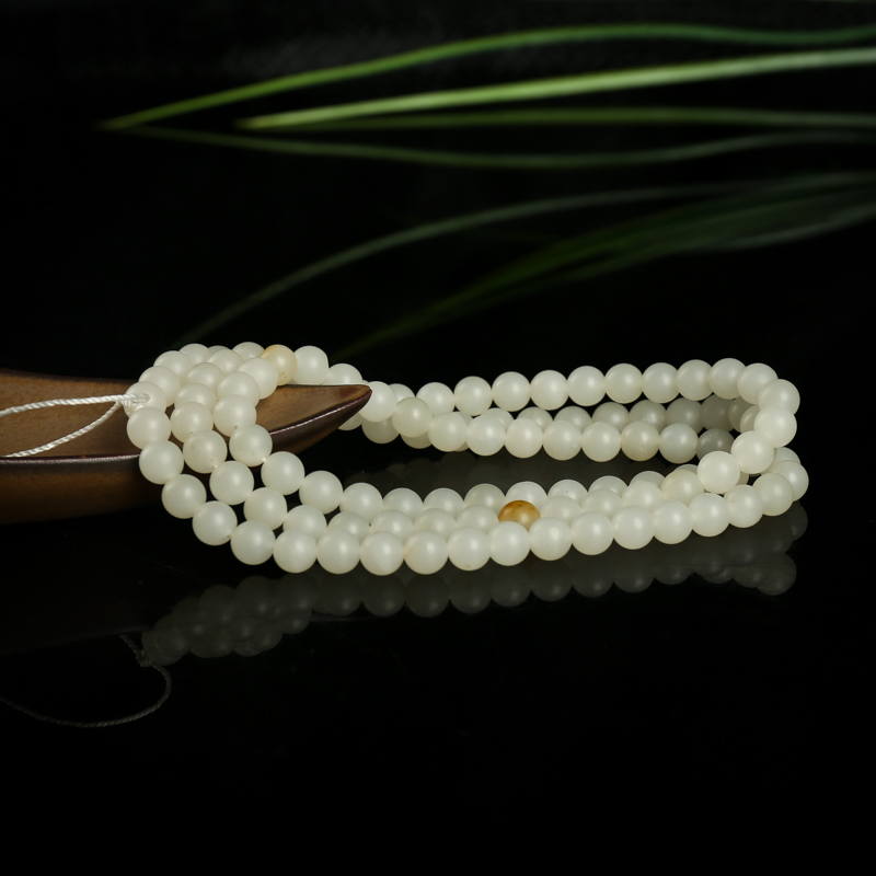 籽料和田白玉108佛珠-红掌柜