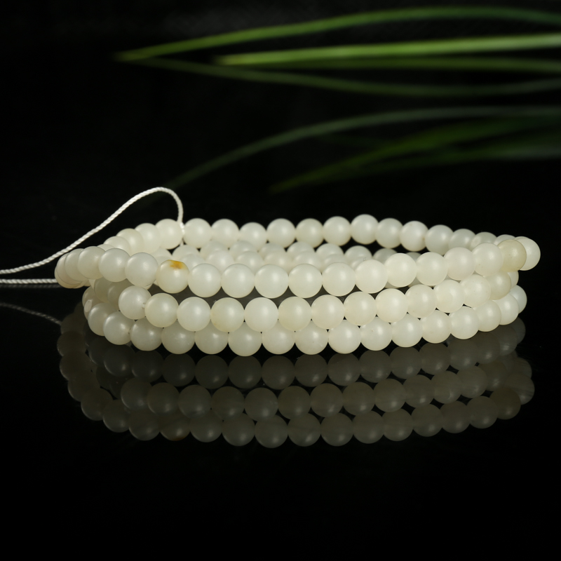 5.9mm籽料和田白玉佛珠-红掌柜