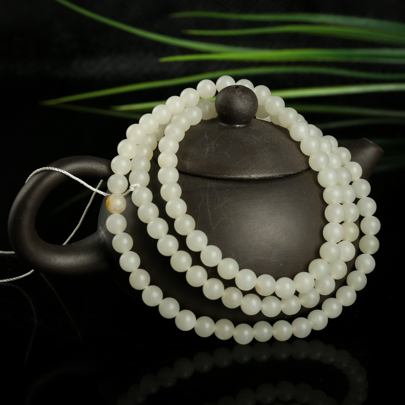 天然和田白玉108佛珠-红掌柜