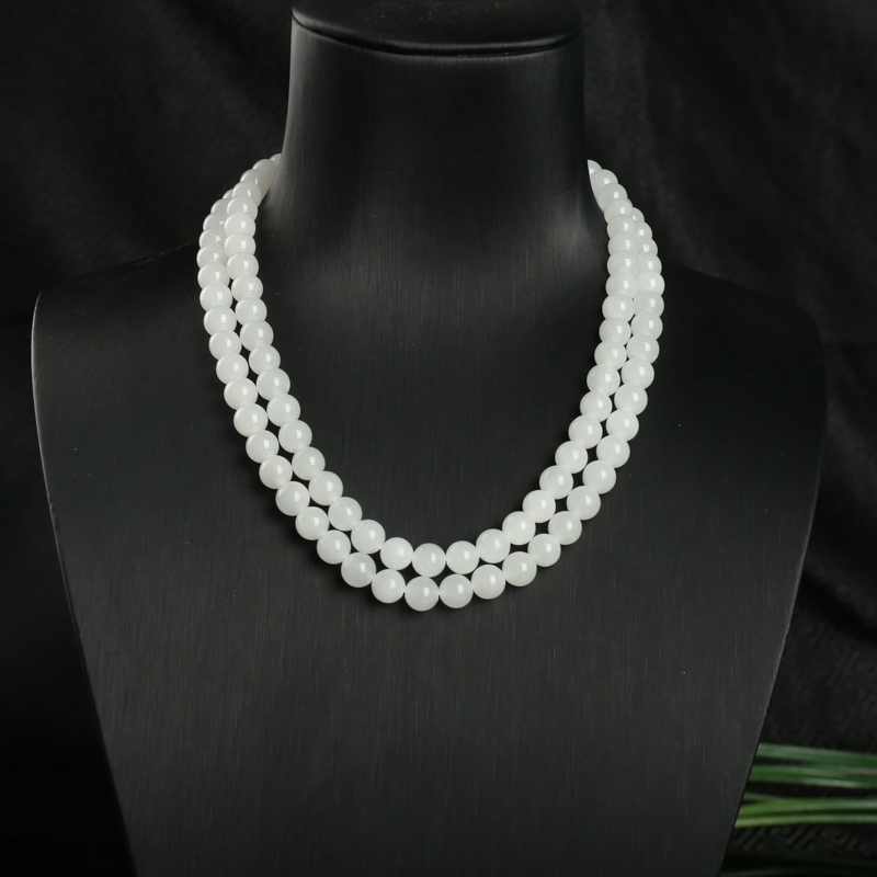 6.5mm山料和田白玉108佛珠-红掌柜