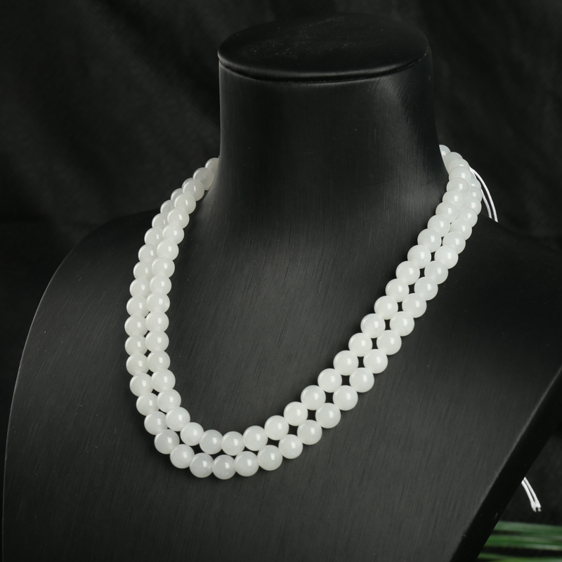 6.5mm和田白玉108佛珠-红掌柜