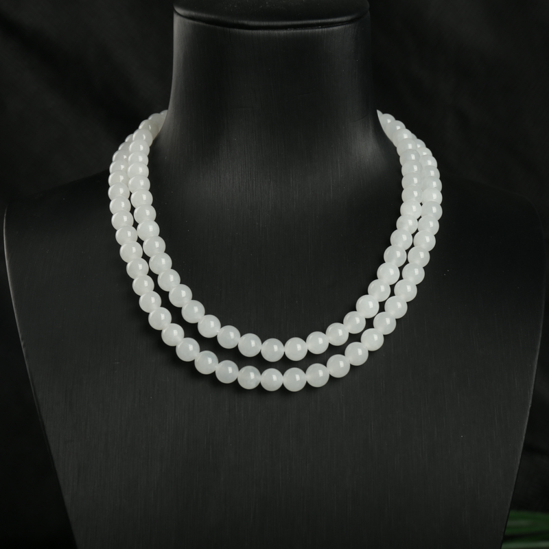 6.5mm山料和田白玉108佛珠-红掌柜