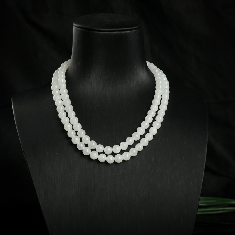 6.5mm山料和田白玉108佛珠-红掌柜