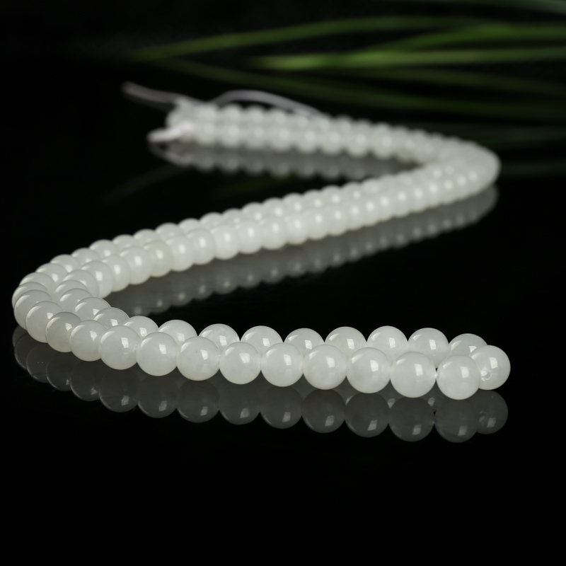 6.5mm山料和田白玉佛珠-红掌柜