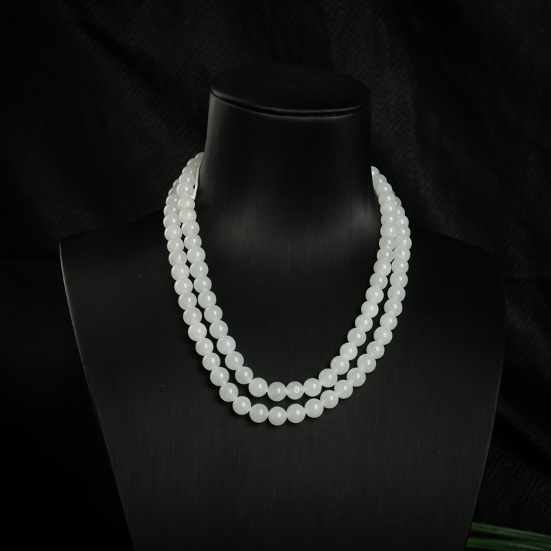 6.5mm山料和田白玉108佛珠-红掌柜