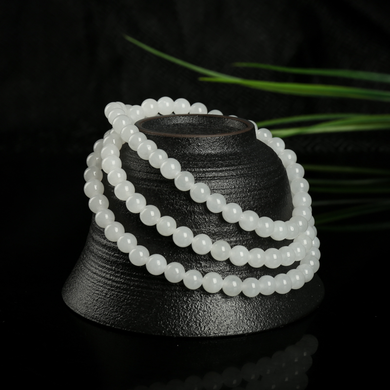 6.5mm山料和田玉108佛珠-红掌柜