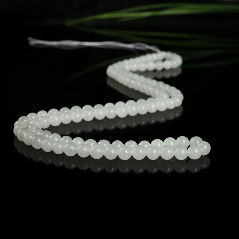 6.5mm山料和田白玉佛珠-红掌柜