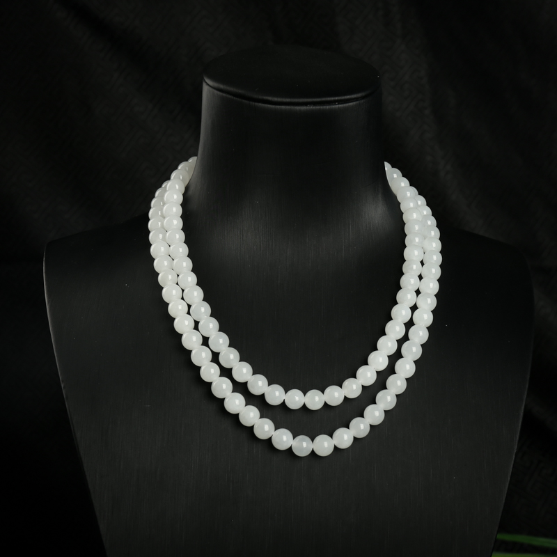 6.5mm山料和田白玉108佛珠-红掌柜