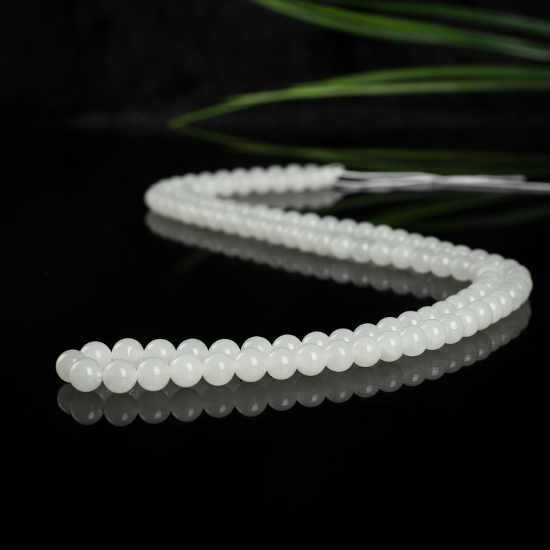 6.5mm山料和田白玉佛珠-红掌柜