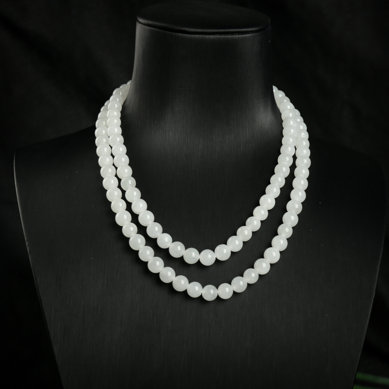 6.5mm山料和田白玉108佛珠-红掌柜