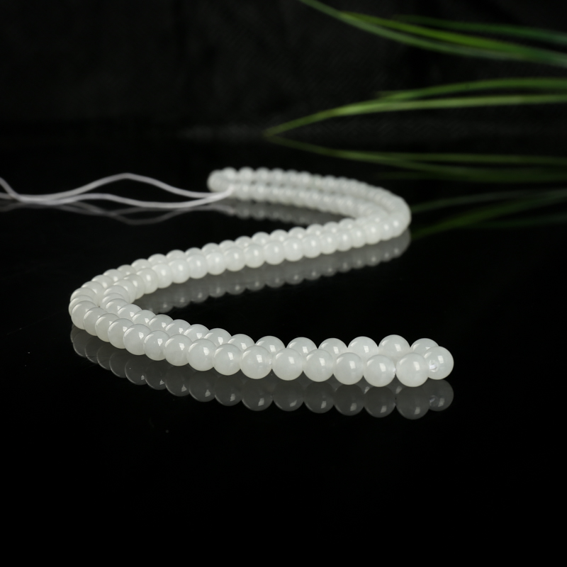 6.5mm山料和田白玉佛珠-红掌柜