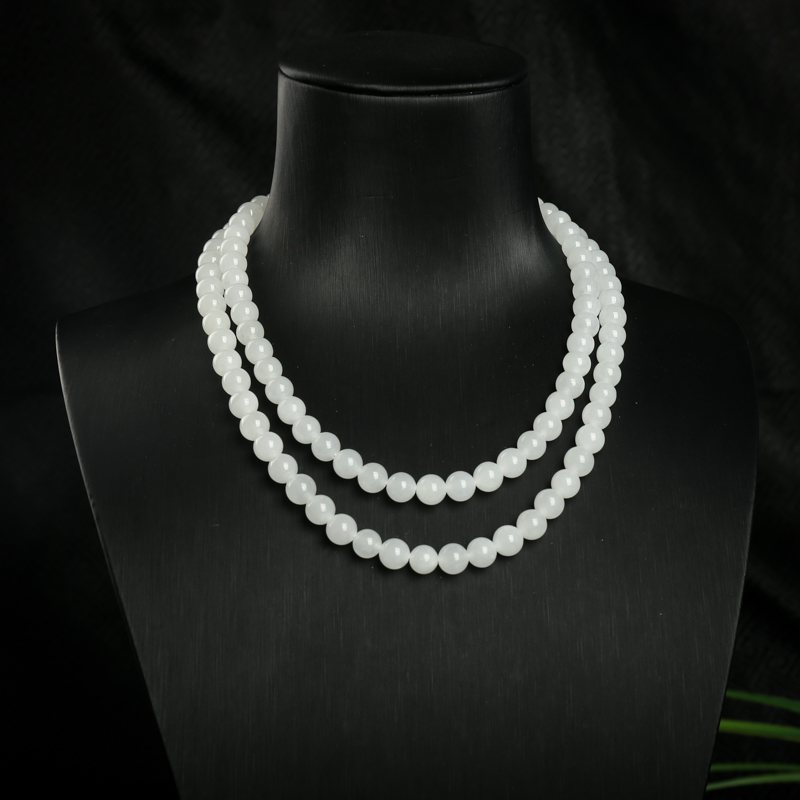 6.5mm山料和田白玉108佛珠-红掌柜