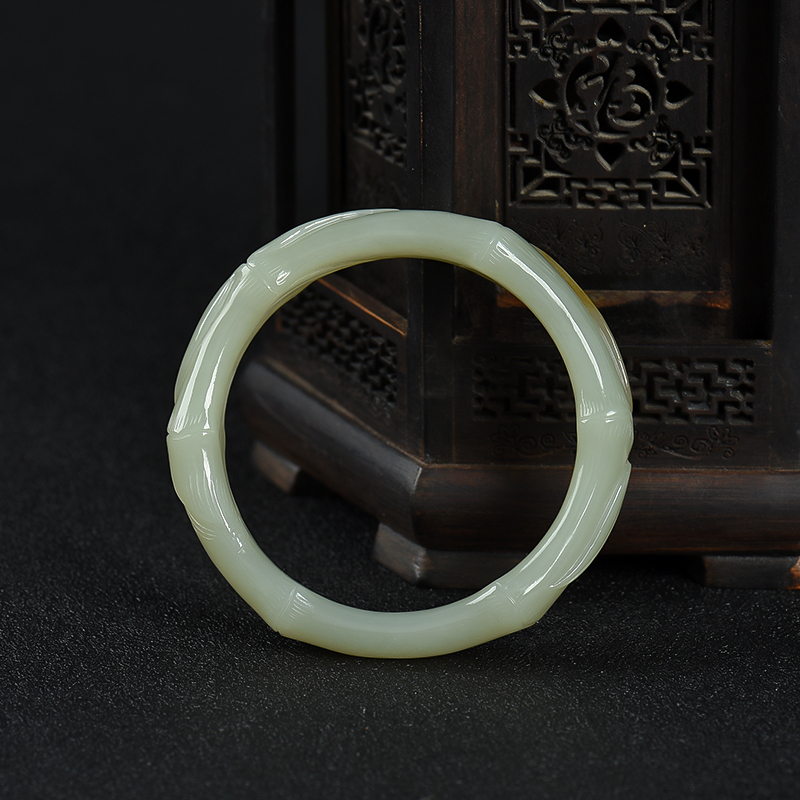 新疆籽料和田青白玉节节高升手镯-红掌柜