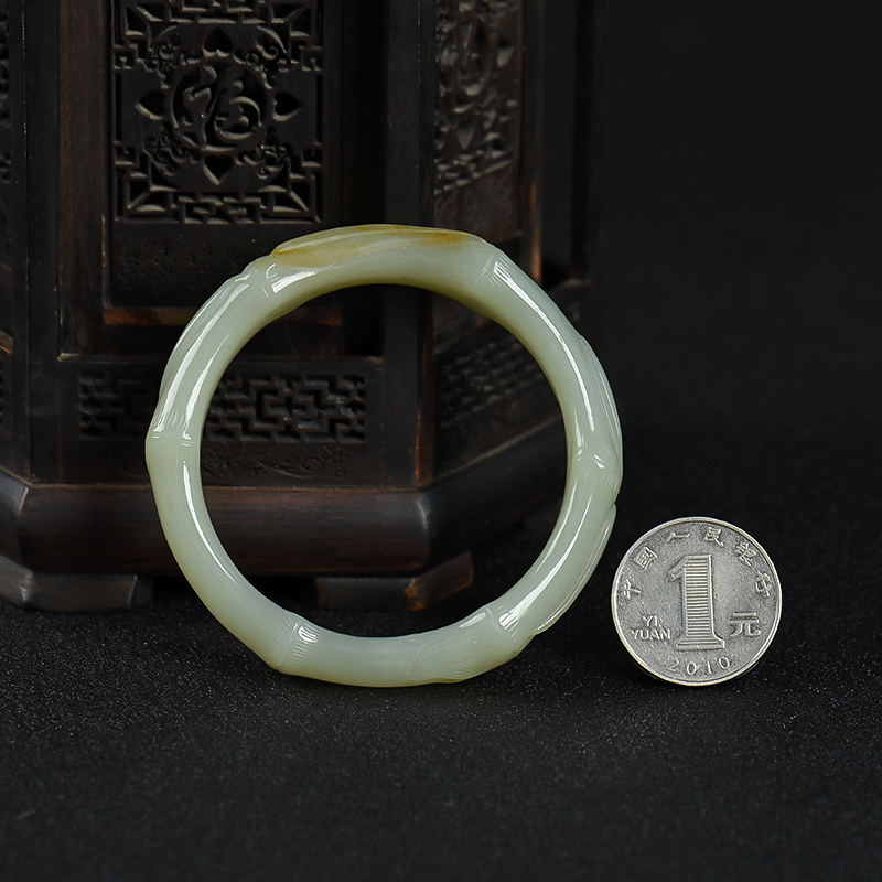 53mm籽料和田玉节节高升手镯-红掌柜