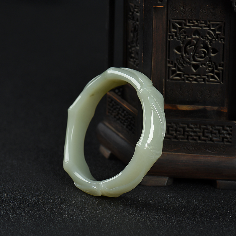 新疆籽料和田青白玉节节高升手镯-红掌柜