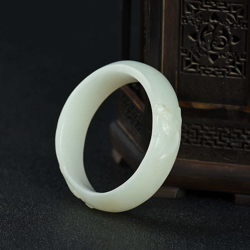 天然籽料和田白玉一品清廉手镯-红掌柜