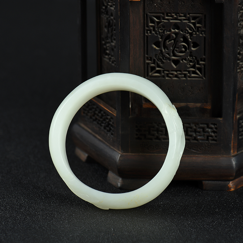 53.5mm籽料和田玉一品清廉手镯-红掌柜