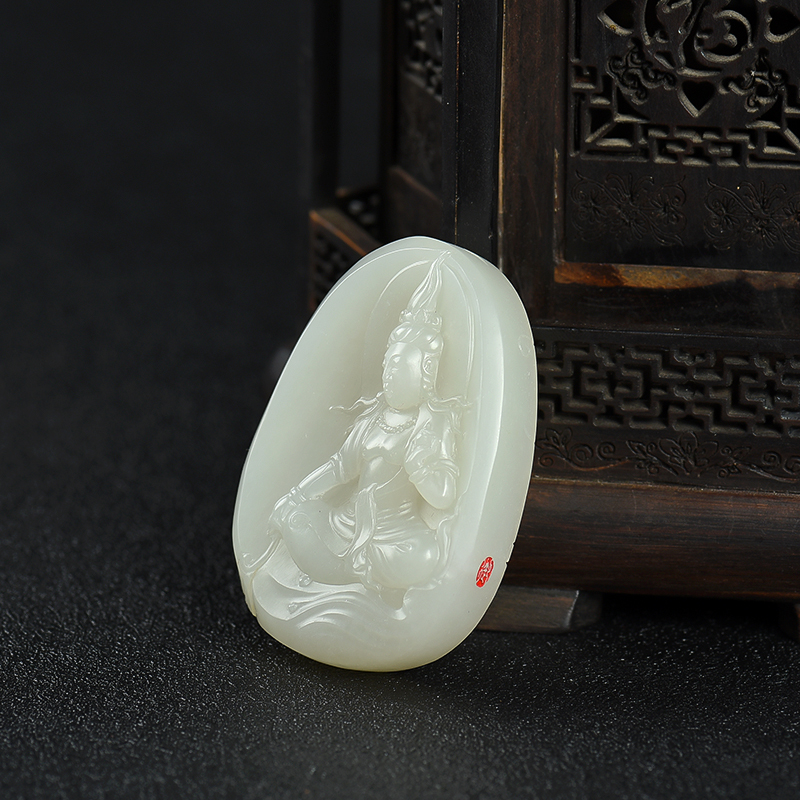 新疆籽料和田白玉度母吊坠-红掌柜