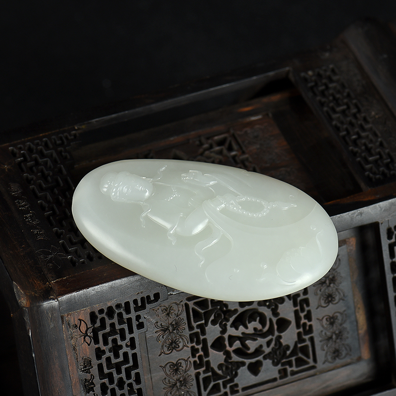 天然籽料和田白玉吊坠-红掌柜