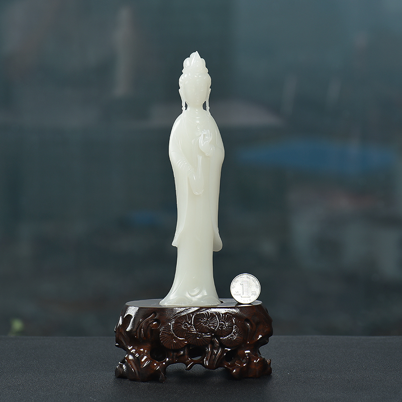 籽料和田玉观音摆件-红掌柜