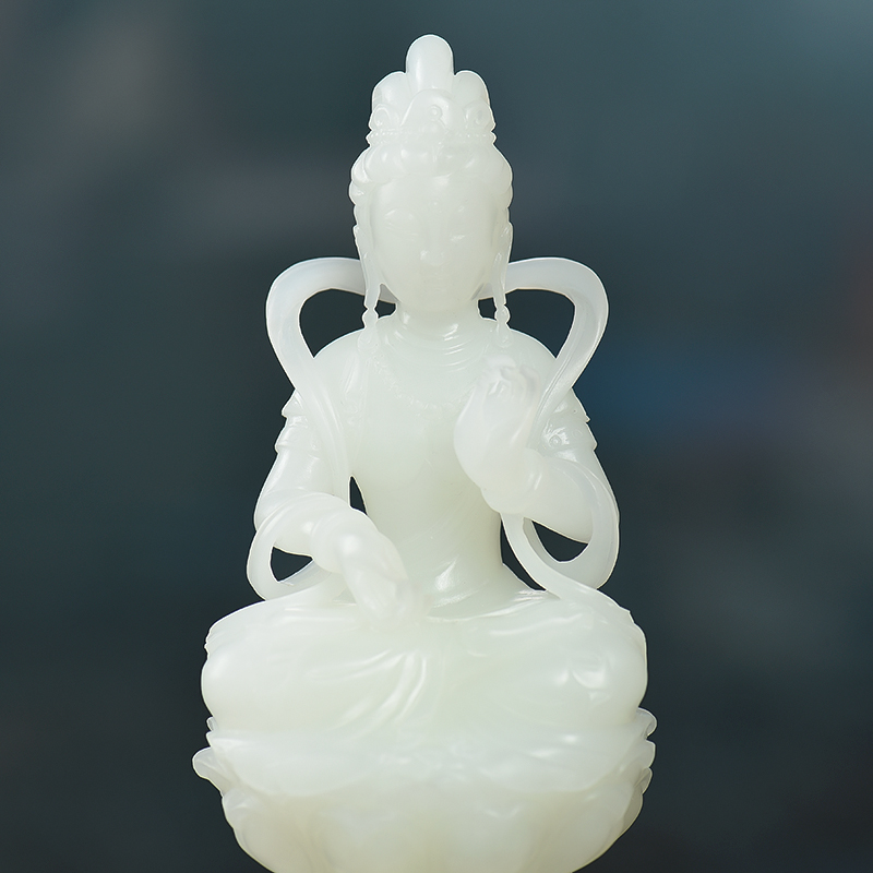 新疆籽料和田白玉观音摆件-红掌柜