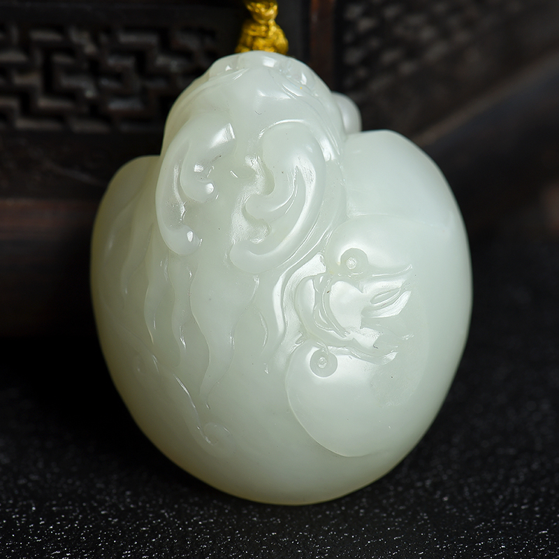 新疆天然籽料和田白玉吊坠-红掌柜