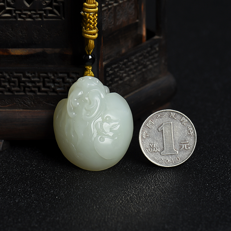 籽料和田玉福如东海吊坠-红掌柜