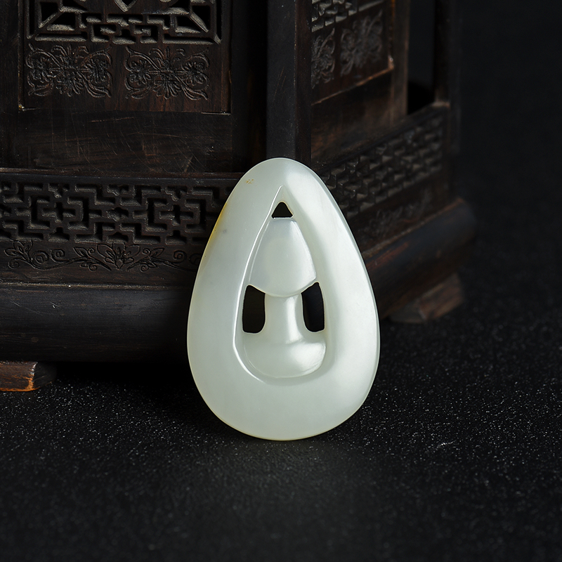 天然籽料和田玉悟道吊坠-红掌柜