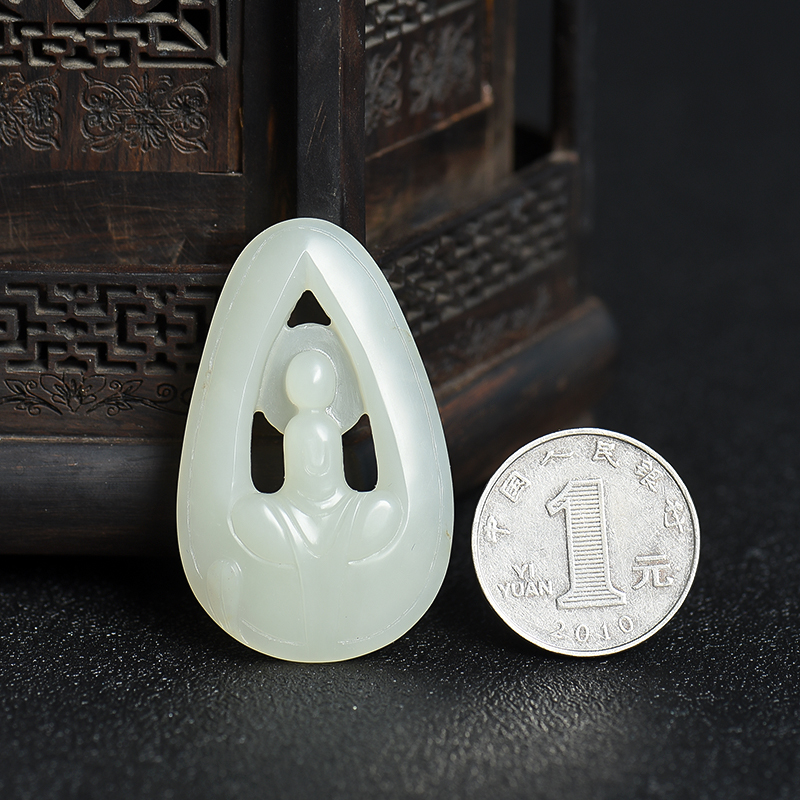 籽料和田白玉吊坠-红掌柜