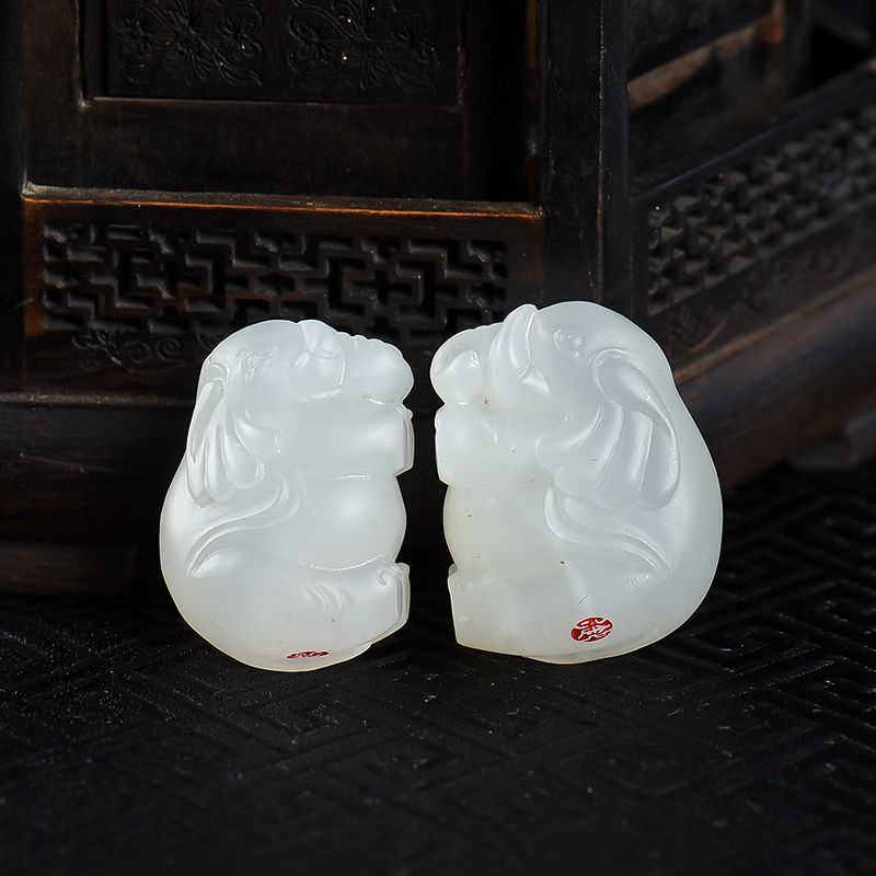 籽料和田白玉大象-红掌柜