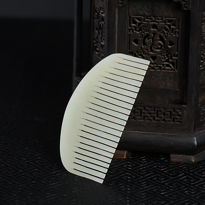 籽料天然和田白玉梳子-红掌柜