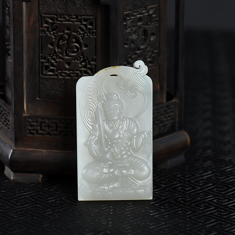 籽料和田白玉不动明王吊坠-红掌柜