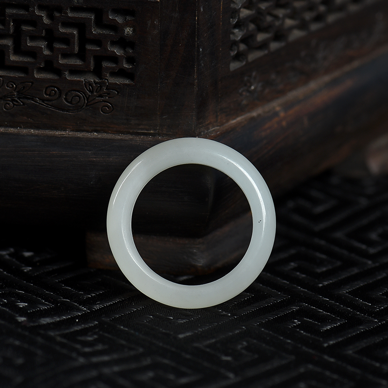 新疆天然籽料和田白玉戒指-红掌柜