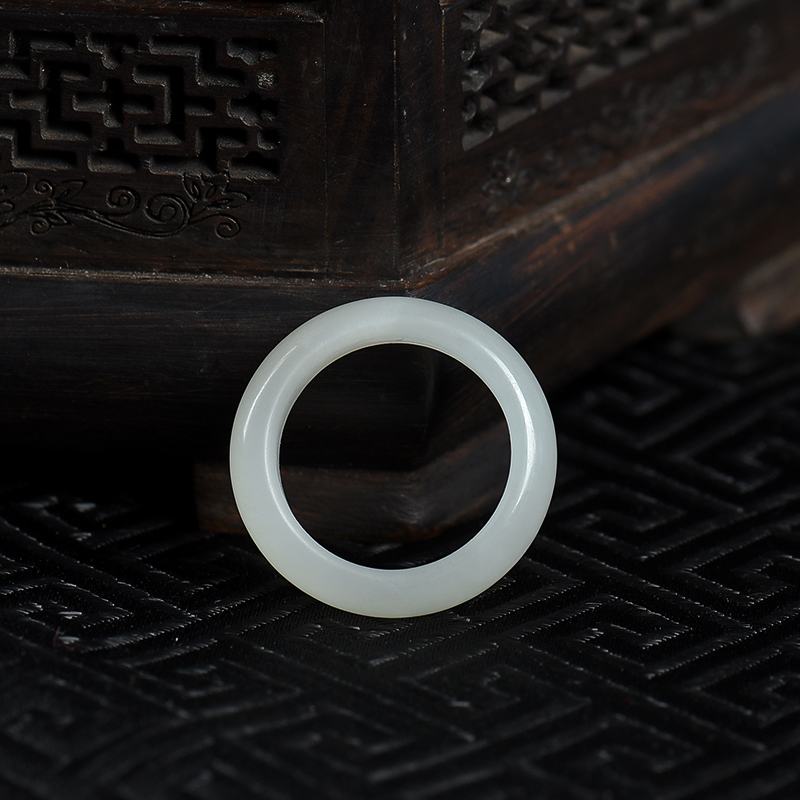 新疆天然和田白玉戒指-红掌柜