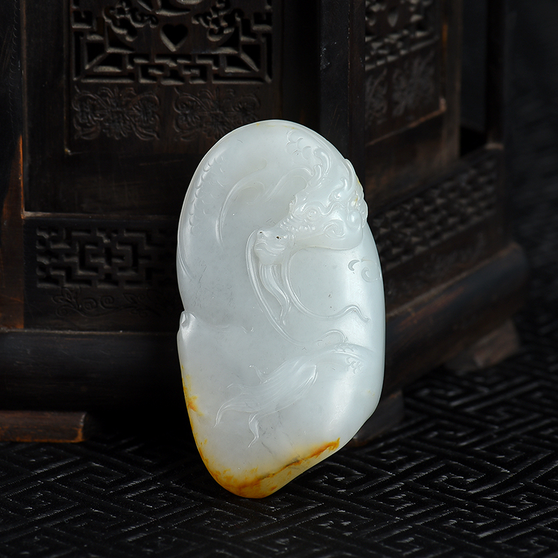 新疆天然籽料和田白玉辰龙吊坠-红掌柜