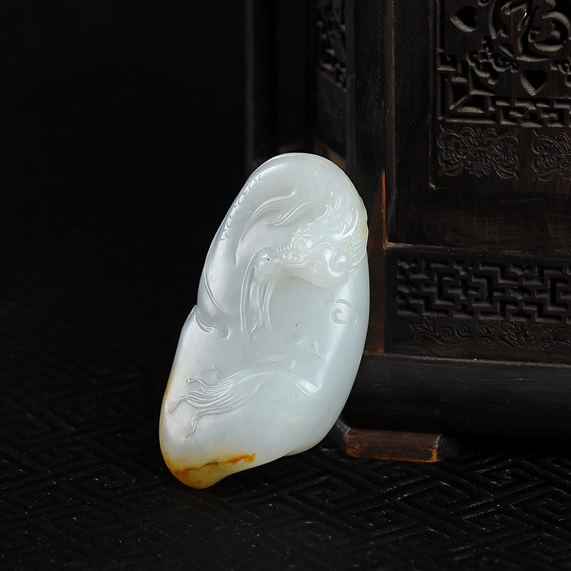 新疆籽料和田白玉辰龙吊坠-红掌柜