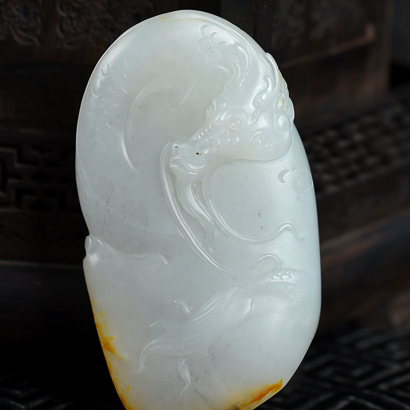 籽料和田白玉辰龙吊坠-红掌柜