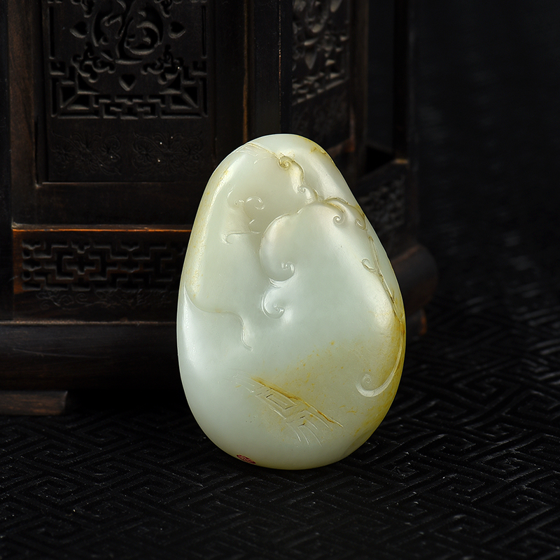 新疆天然和田青白玉貔貅吊坠-红掌柜