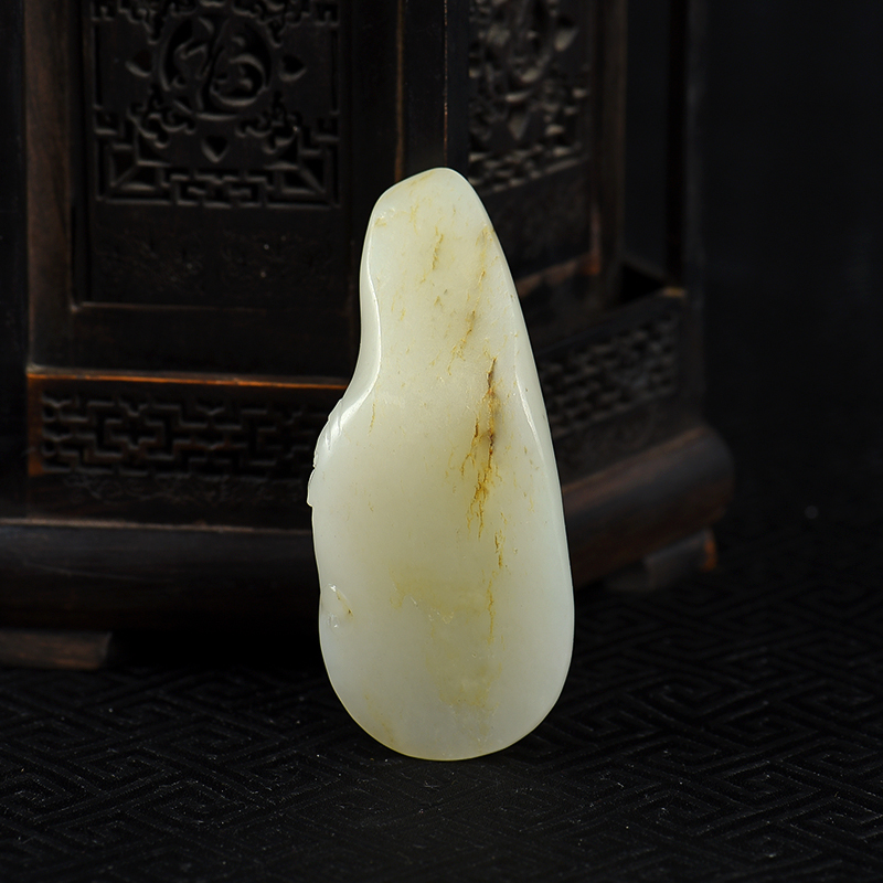 新疆天然和田白玉关羽吊坠-红掌柜