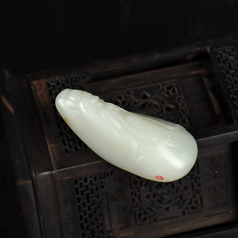 新疆天然籽料和田玉关羽吊坠-红掌柜