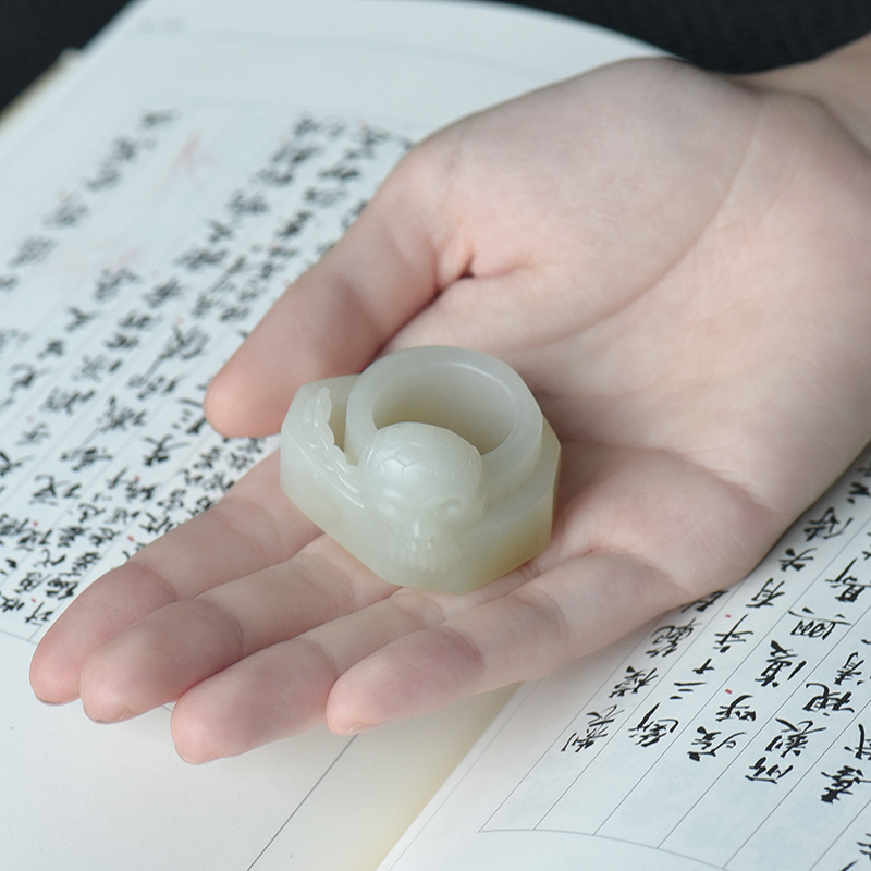 籽料和田白玉戒指-红掌柜