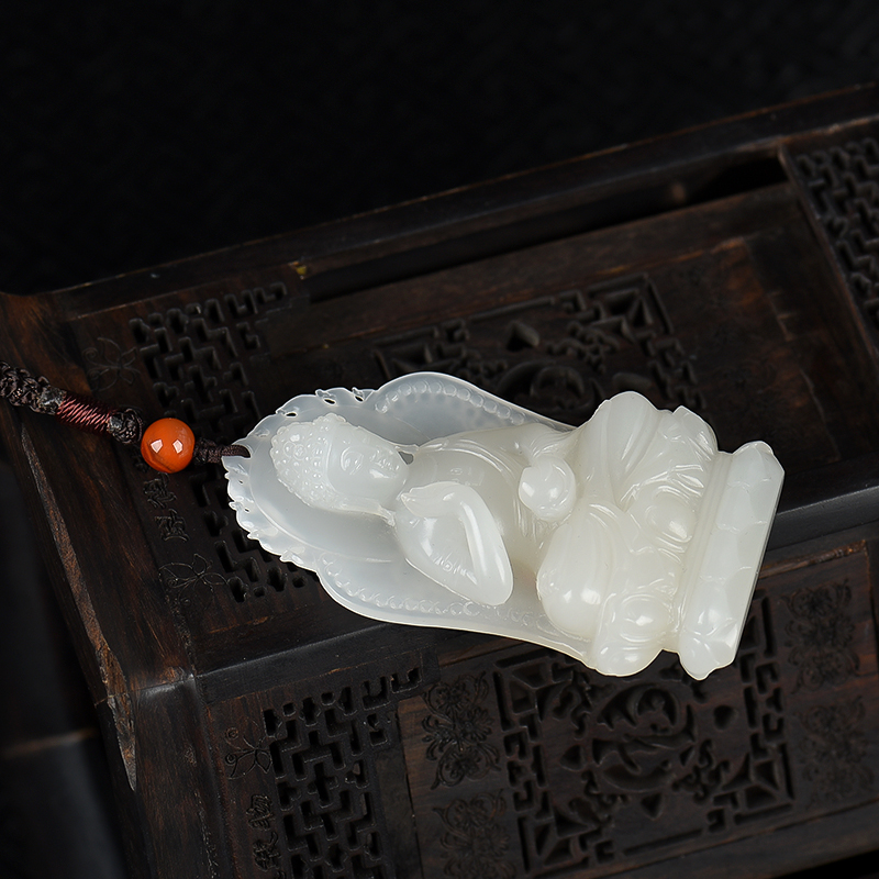 新疆天然籽料和田白玉吊坠-红掌柜