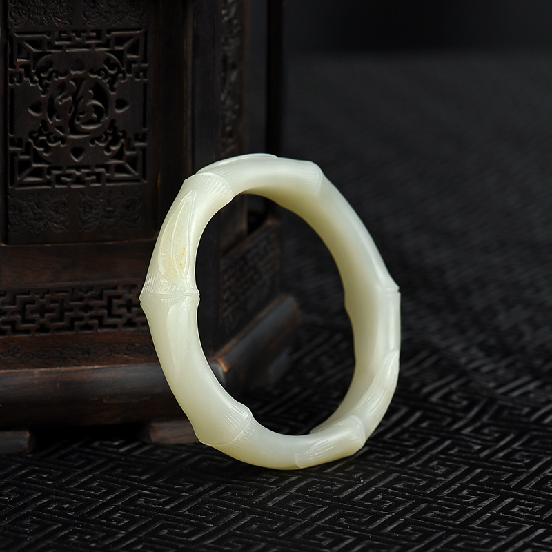 籽料和田青白玉节节高升手镯-红掌柜