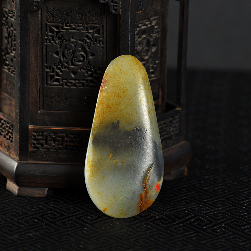 新疆天然和田青花玉山水吊坠-红掌柜