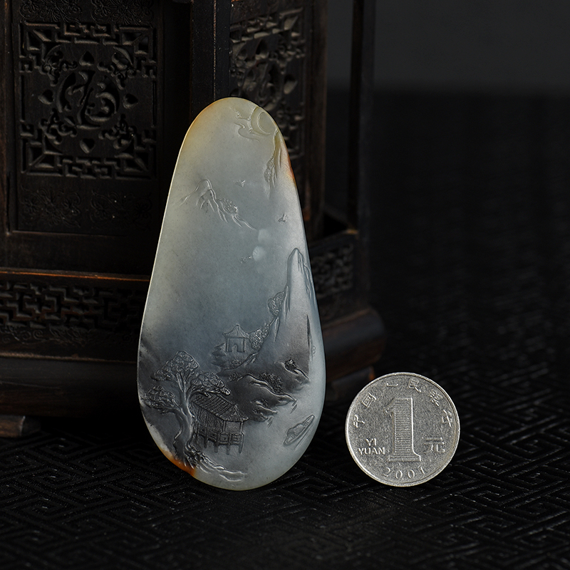 籽料和田青花玉吊坠-红掌柜