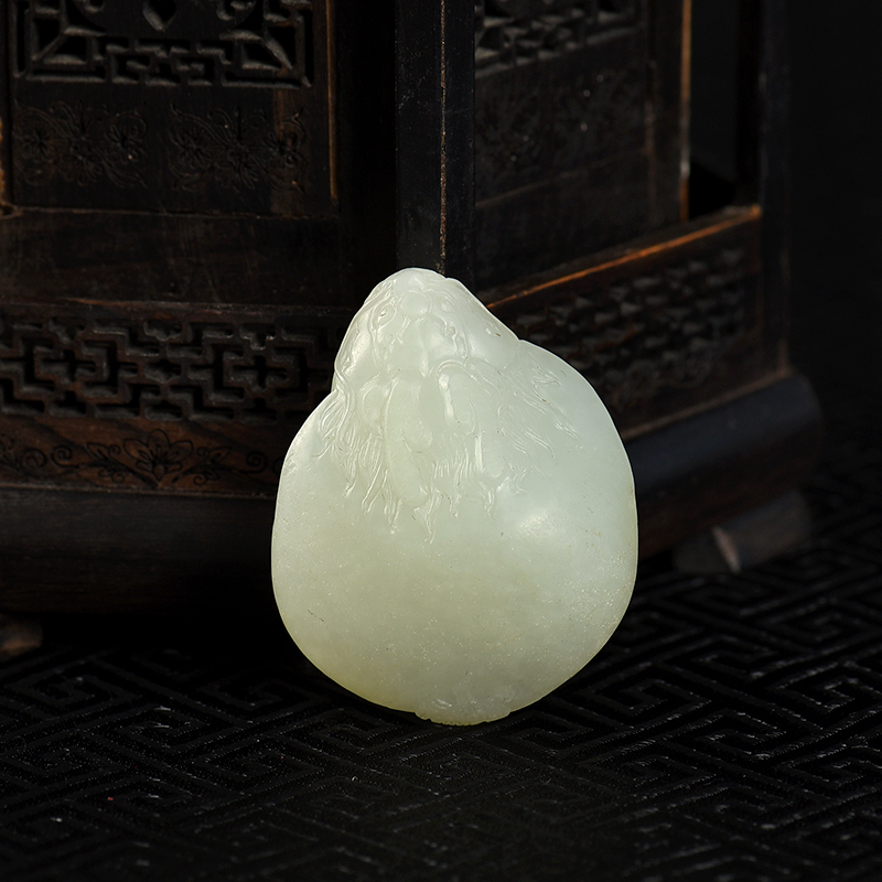 新疆天然籽料和田白玉龙龟吊坠-红掌柜