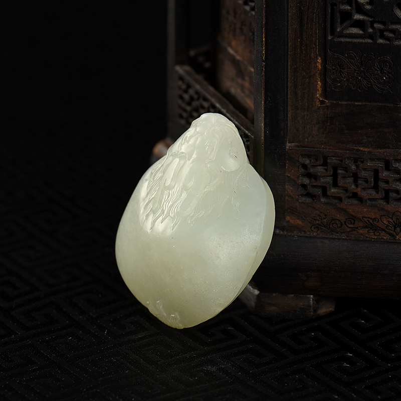 新疆籽料和田白玉龙龟吊坠-红掌柜