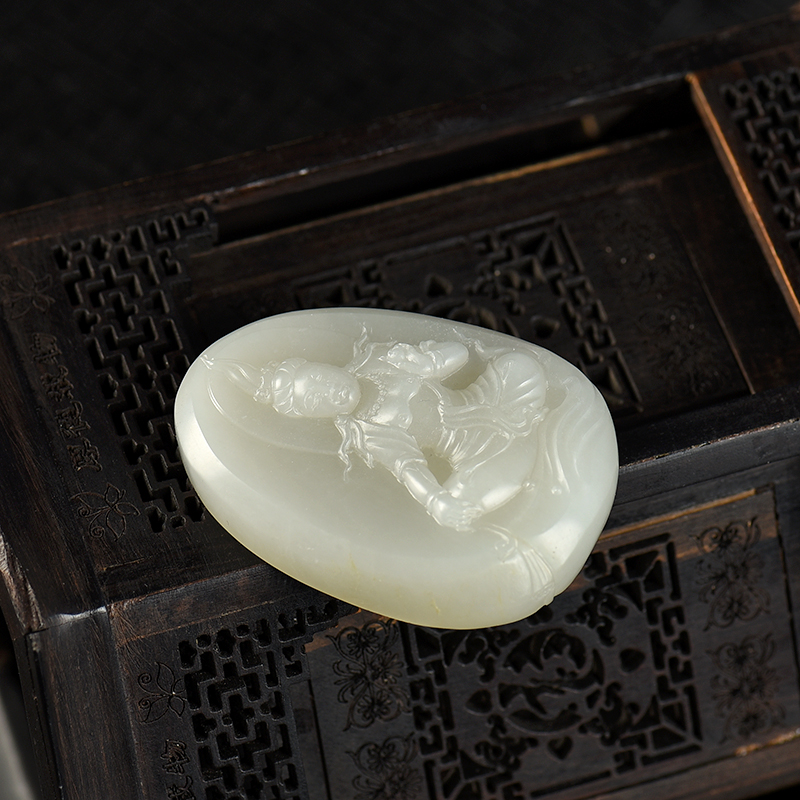 新疆天然籽料和田白玉吊坠-红掌柜