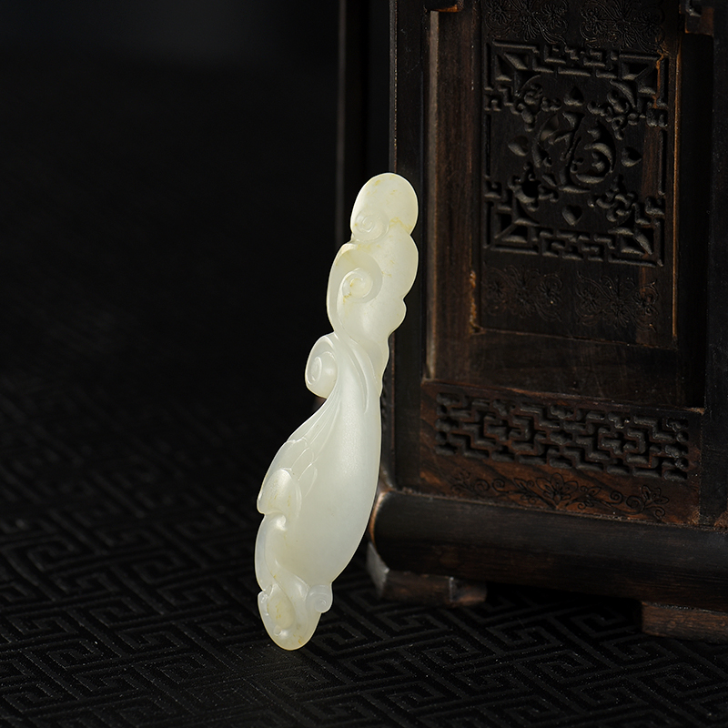 新疆籽料和田白玉仙鹤吊坠-红掌柜